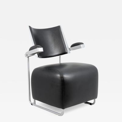  Harri Korhonen Modernist Sculptural Oscar Chair by Harri Korhonen in Black Leather Inno 1990s