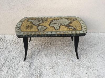  Harriton Glass Works Wheel Cut Eglomis Art Deco Celestial Table