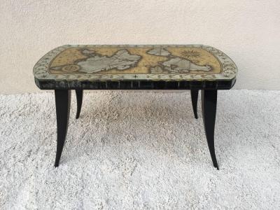  Harriton Glass Works Wheel Cut Eglomis Art Deco Celestial Table