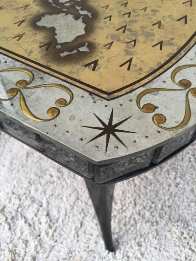  Harriton Glass Works Wheel Cut Eglomis Art Deco Celestial Table