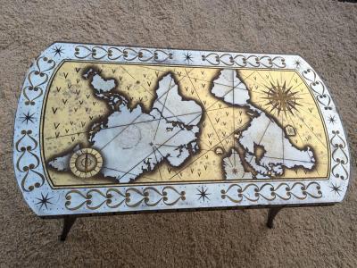  Harriton Glass Works Wheel Cut Eglomis Art Deco Celestial Table