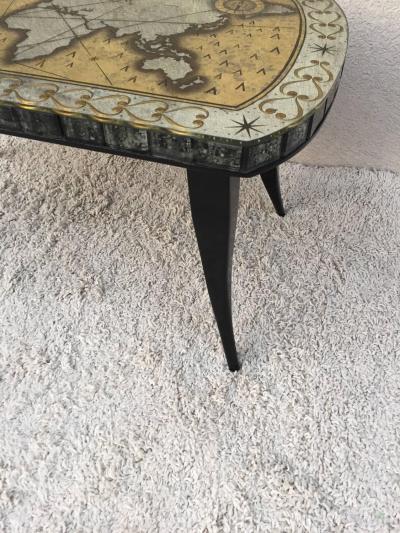  Harriton Glass Works Wheel Cut Eglomis Art Deco Celestial Table