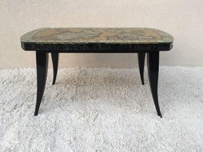  Harriton Glass Works Wheel Cut Eglomis Art Deco Celestial Table