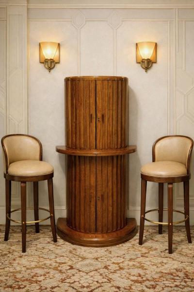  Harry Lou Epstein Furniture Co Art Deco Burr Walnut Cocktail Cabinet by Harry and Lou Epstein England