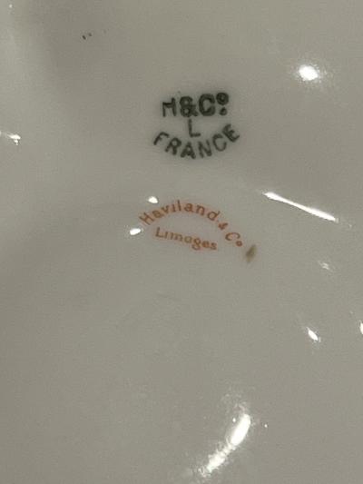  Haviland Co SET OF SIX EXQUISITE ANTIQUE FRENCH PORCELAIN FLORAL LIMOGES OYSTER PLATES