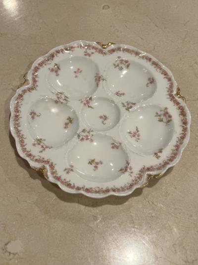  Haviland Co SET OF SIX EXQUISITE ANTIQUE FRENCH PORCELAIN FLORAL LIMOGES OYSTER PLATES