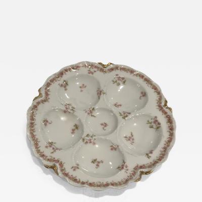  Haviland Co SET OF SIX EXQUISITE ANTIQUE FRENCH PORCELAIN FLORAL LIMOGES OYSTER PLATES