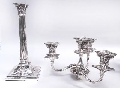  Hawksworth Pair of English Victorian Neoclassical 4 Light Candelabra 1882