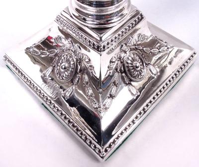  Hawksworth Pair of English Victorian Neoclassical 4 Light Candelabra 1882