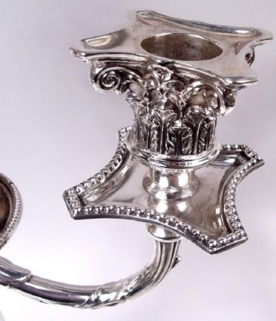  Hawksworth Pair of English Victorian Neoclassical 4 Light Candelabra 1882