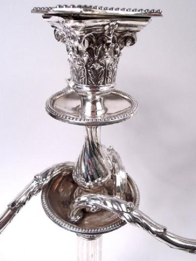  Hawksworth Pair of English Victorian Neoclassical 4 Light Candelabra 1882