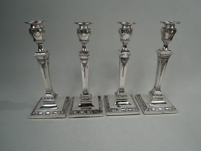  Hawksworth Set of 4 English Victorian Classical Candlesticks by Hawksworth Eyre