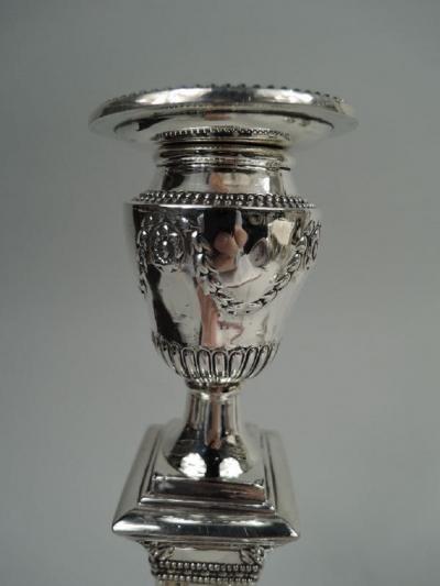  Hawksworth Set of 4 English Victorian Classical Candlesticks by Hawksworth Eyre