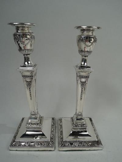  Hawksworth Set of 4 English Victorian Classical Candlesticks by Hawksworth Eyre