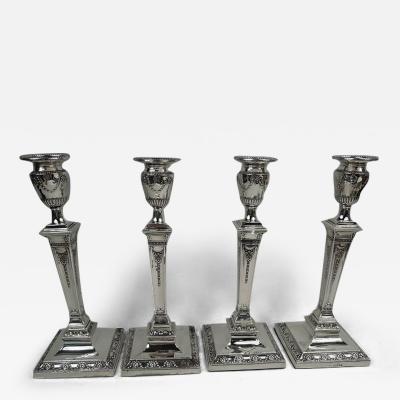  Hawksworth Set of 4 English Victorian Classical Candlesticks by Hawksworth Eyre