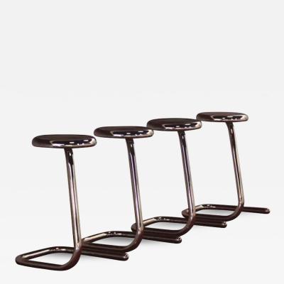  Haworth Design Studio Four Haworth Chromed Steel Paper Clip Stools 24 H Counter Height K700 1980s