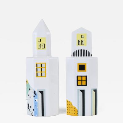  Heide Warlamis Heide Warlamis Postmodern Skyscraper Salt Pepper Shakers Vienna Collection 1990