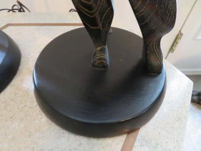  Heifetz Lovely Pair of Modernist Cerused Oak Heifetz Dancer Male Female Lamps