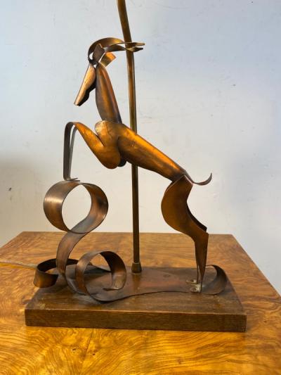  Heifetz MID CENTURY MODERNIST SCULPTURAL LEAPING DEER LAMP BY HEIFITZ