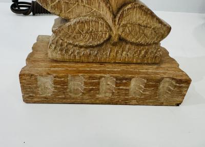  Heifetz Pair of 1940s Art Deco Carved Wood Heifetz Table Lamps