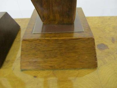  Heifetz Pair of Abstract Sculptural Walnut Lamps Mid century Danish Modern