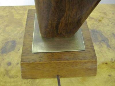  Heifetz Pair of Abstract Sculptural Walnut Lamps Mid century Danish Modern
