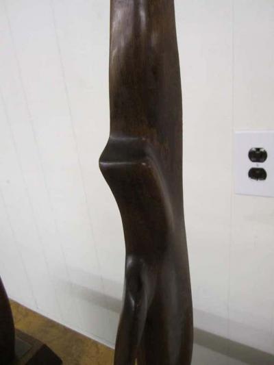  Heifetz Pair of Abstract Sculptural Walnut Lamps Mid century Danish Modern