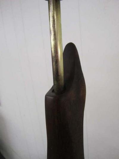  Heifetz Pair of Abstract Sculptural Walnut Lamps Mid century Danish Modern