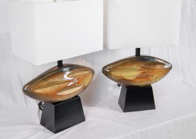  Heifetz Pair of Ceramic Piscine Table Lamps