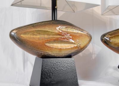  Heifetz Pair of Ceramic Piscine Table Lamps