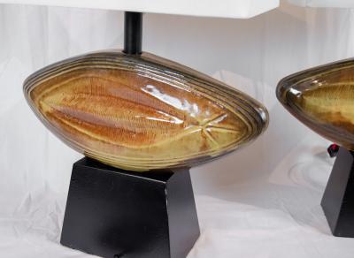  Heifetz Pair of Ceramic Piscine Table Lamps
