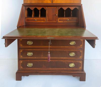  Hekman Furniture Company George III or Hepplewhite Style Mahogany Secretary Bookcase with Arch Pediment