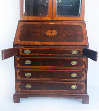  Hekman Furniture Company George III or Hepplewhite Style Mahogany Secretary Bookcase with Arch Pediment