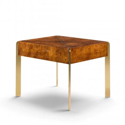  Hekman Furniture Company Milo Baughman Style Hekman Mid Century Burlwood and Brass Side End Table