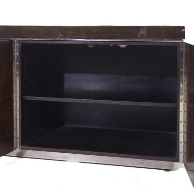  Helikon Milo Baughman Style Helikon Mid Century Burlwood and Marble Top Credenza