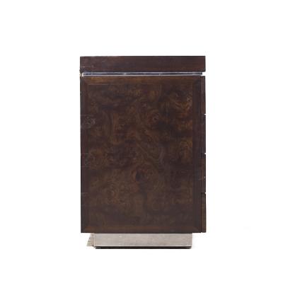  Helikon Milo Baughman Style Helikon Mid Century Burlwood and Marble Top Credenza