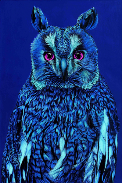  Helmut Koller Owl on Blue Background 2011