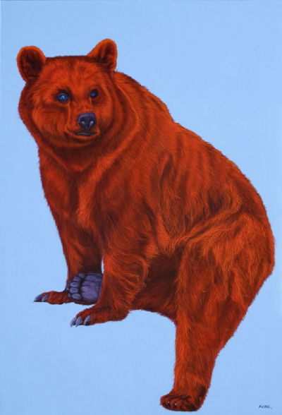  Helmut Koller Red Bear on Light Blue background 2009