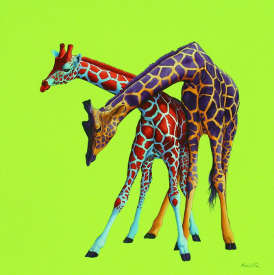  Helmut Koller Two Giraffes on Green