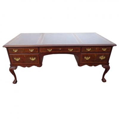  Henkel Harris Henkel Moore Chippendale Mahogany Leather Top Ball and Claw Executive Desk