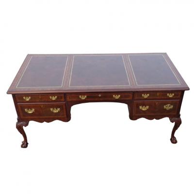  Henkel Harris Henkel Moore Chippendale Mahogany Leather Top Ball and Claw Executive Desk