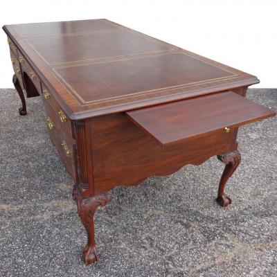  Henkel Harris Henkel Moore Chippendale Mahogany Leather Top Ball and Claw Executive Desk