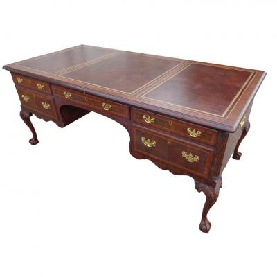  Henkel Harris Henkel Moore Chippendale Mahogany Leather Top Ball and Claw Executive Desk