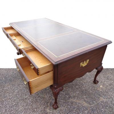  Henkel Harris Henkel Moore Chippendale Mahogany Leather Top Ball and Claw Executive Desk
