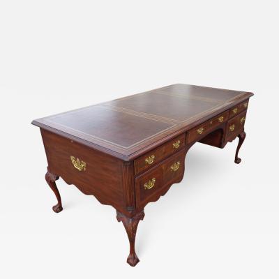  Henkel Harris Henkel Moore Chippendale Mahogany Leather Top Ball and Claw Executive Desk