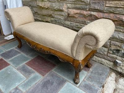  Henredon Furniture Handsome Henredon Louis XV style Upholstered Walnut Bench Mid Century