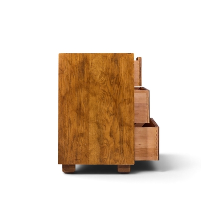  Henredon Furniture Henredon Campaign Mid Century Oak and Brass Lowboy Dresser