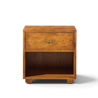  Henredon Furniture Henredon Campaign Mid Century Oak and Brass Nightstands Pair