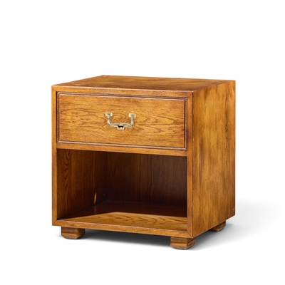  Henredon Furniture Henredon Campaign Mid Century Oak and Brass Nightstands Pair