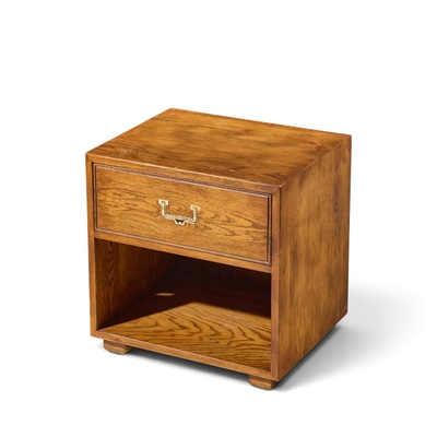  Henredon Furniture Henredon Campaign Mid Century Oak and Brass Nightstands Pair